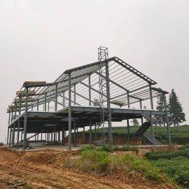Metal Building Workshop with Customized Steel Stairs Design-STB03