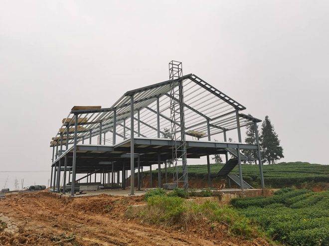 Metal Building Workshop with Customized Steel Stairs Design-STB03
