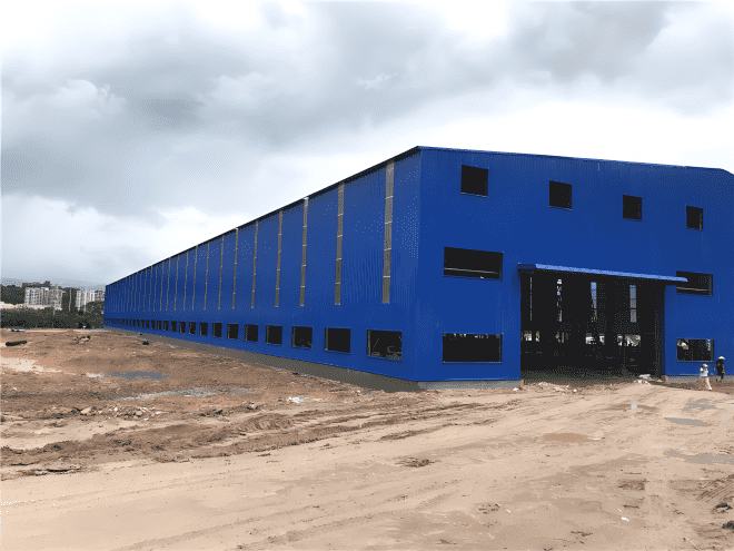 Industrial Warehouse with Gable Roof and Custom Coloured Appearance-SW03